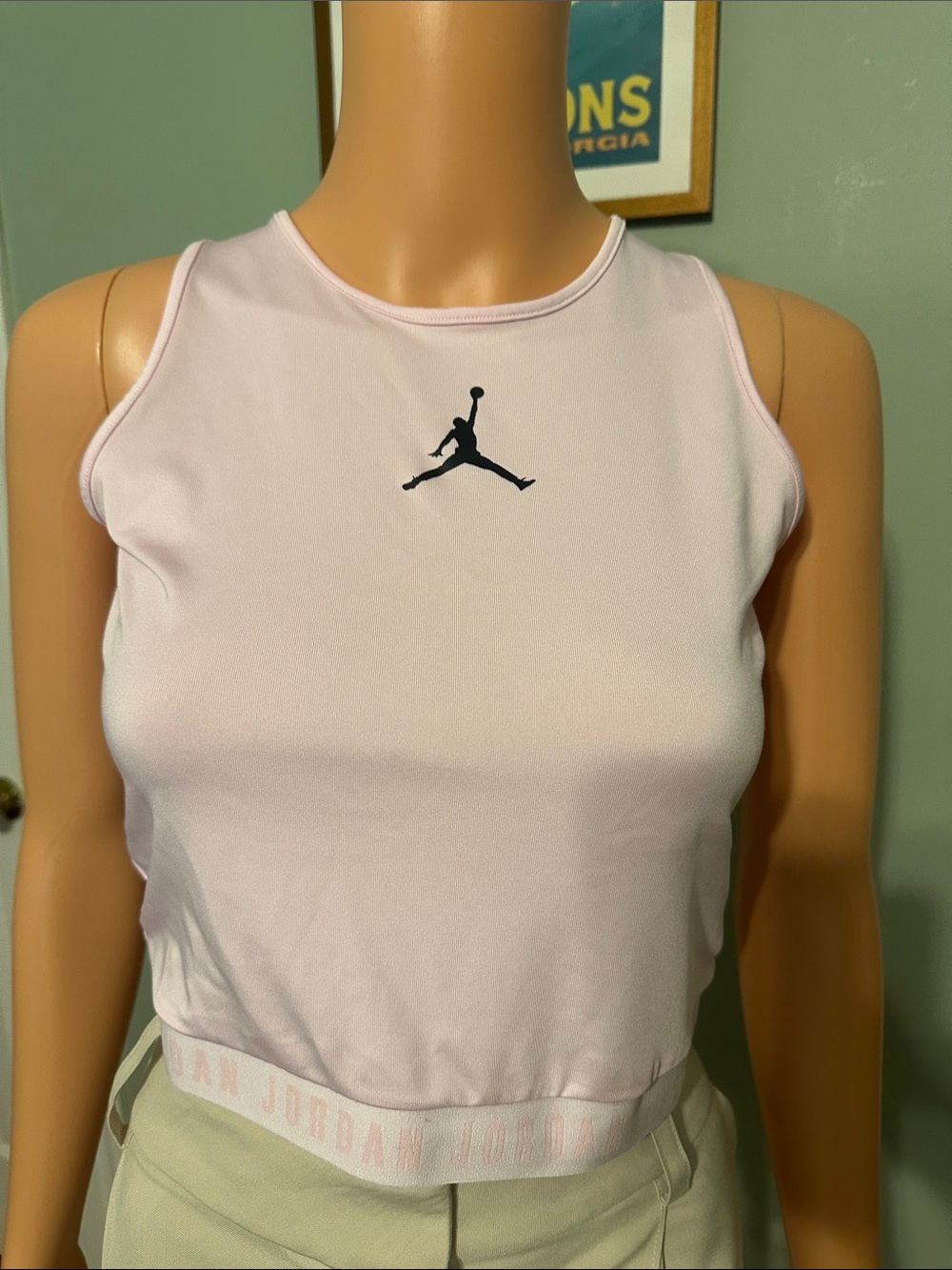 Jordan Pale Pink Cropped Athletic Tank with Black Jumpman